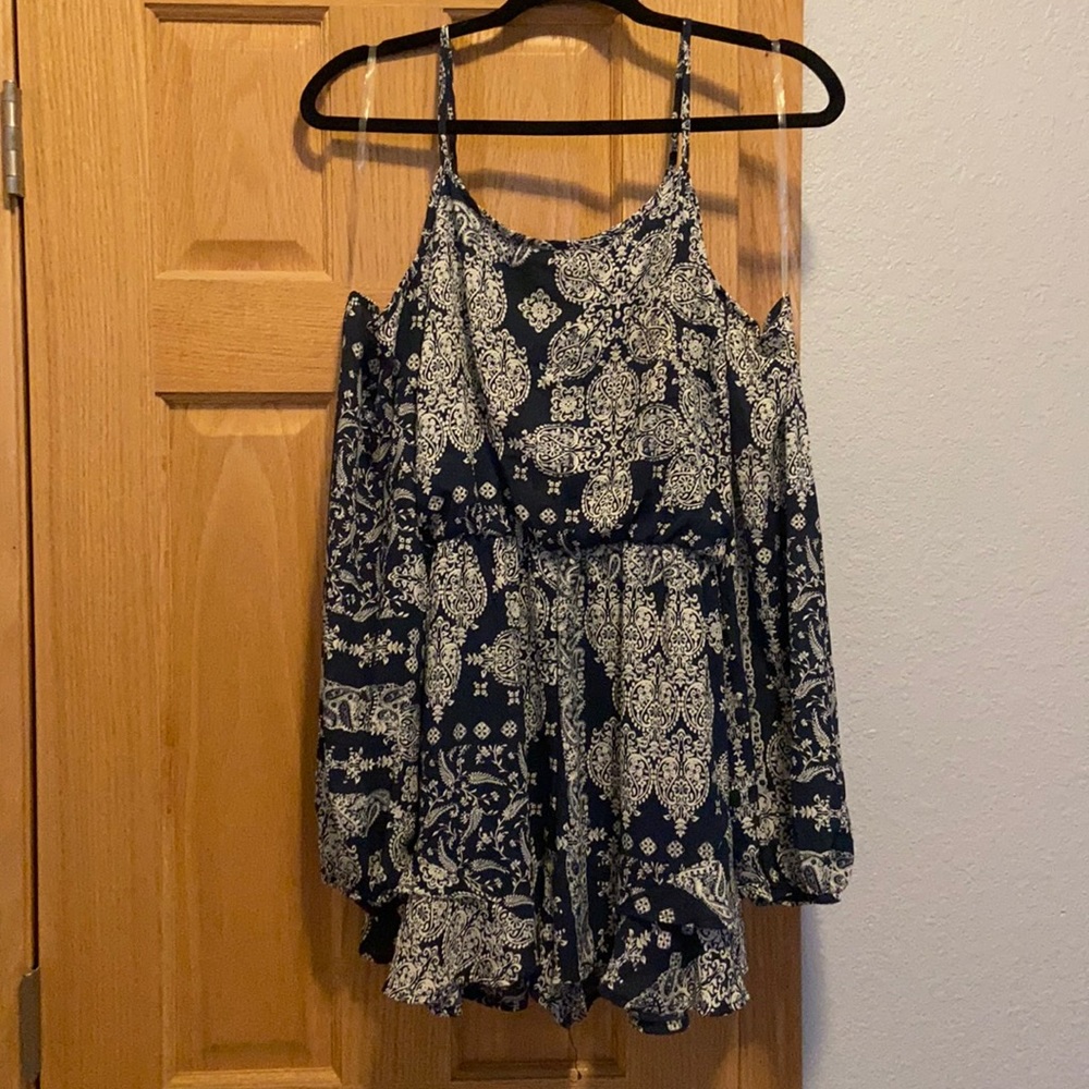 Paisley Patterned Shoulder Cut Out Romper